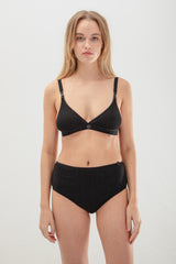 Iris Knit Suspender Bra - Black