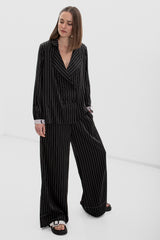 Striped PJ Jacket - Black + White