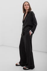 Striped PJ Jacket - Black + White