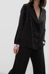 Striped PJ Jacket - Black + White