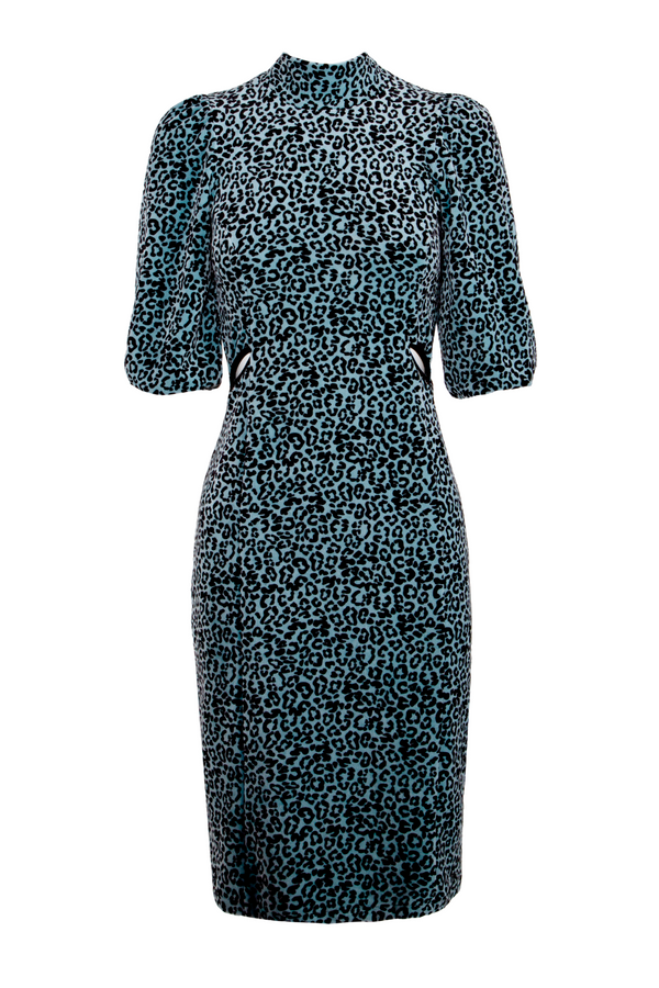 Iris Leopard Print Dress - Blue