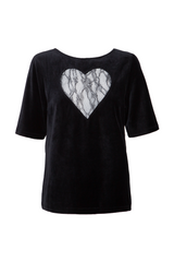 Heart Velour T-shirt - Black