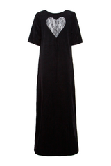 Heart Velour Dress - Black