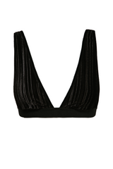 Alison Pleated Velvet Bra - Black