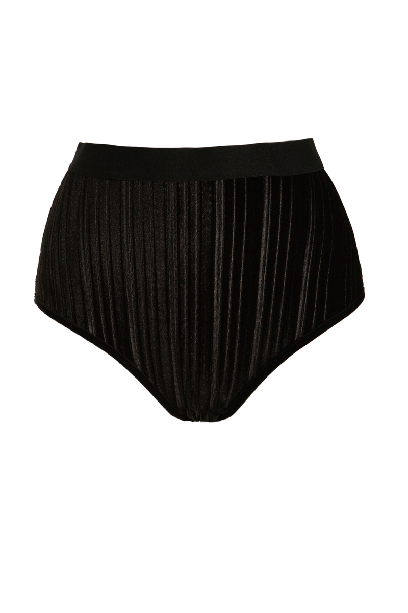 Anya Pleated Velvet Knickers - Black