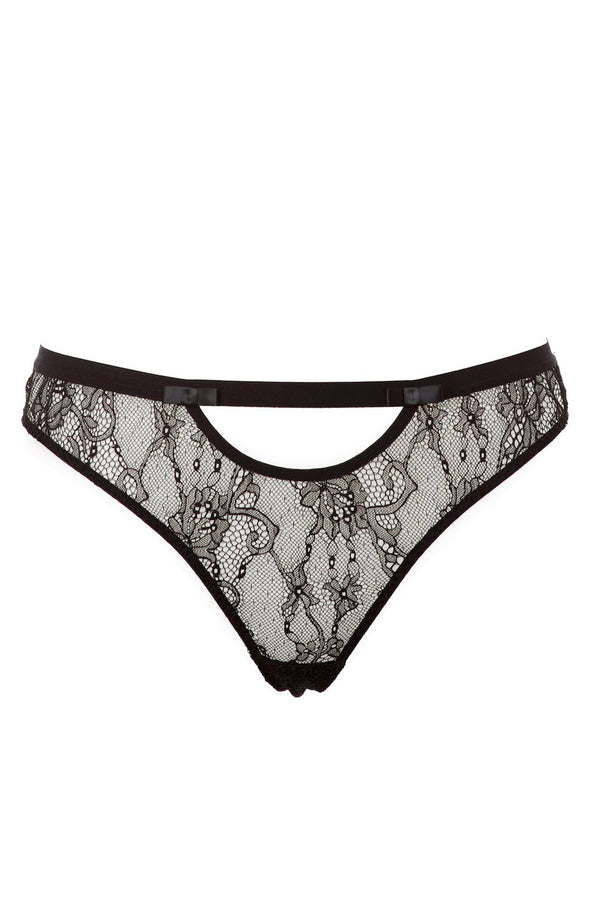 Piret Lace Thongs Black